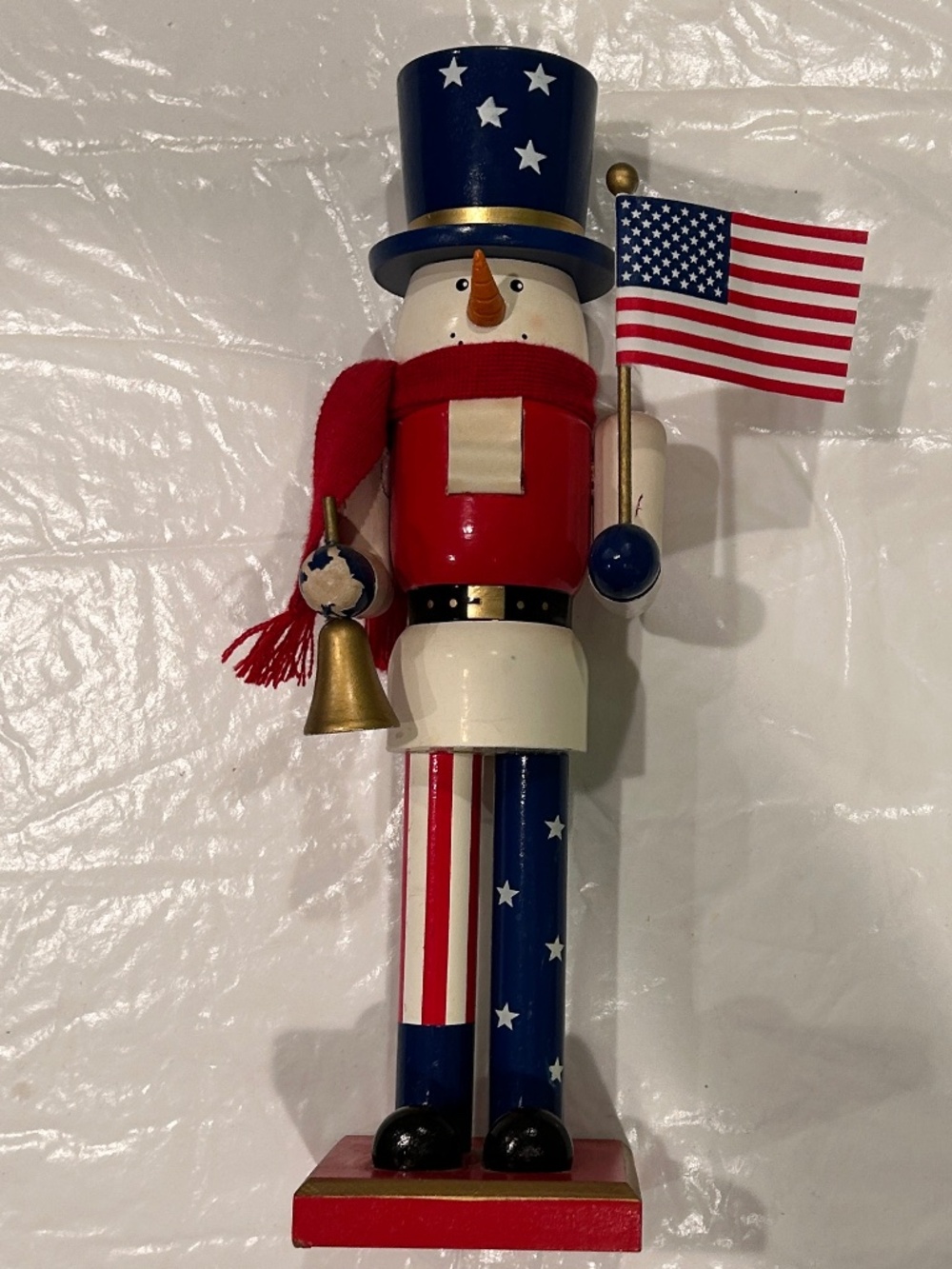 Unique Patriotic Snowman Nutcracker 14" Tall for Bundle Purchase